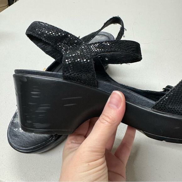 Dansko Black Sparkle Leather Platform Strappy Sandals Womens 39 Comfort Shoes - Picture 7 of 14